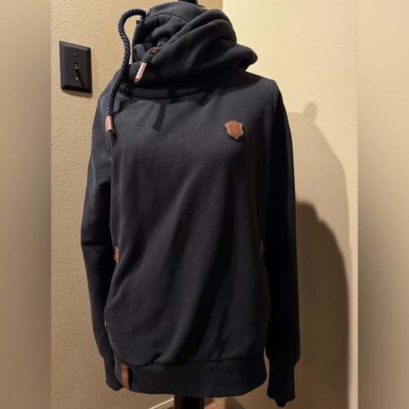 Naketano Black Cowl Neck Sweater with Brown Details Medium - Picture 2 of 7